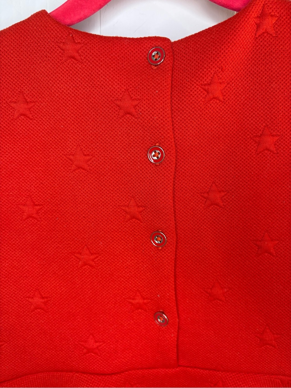 TOMMY HILFIGER Girls Size 7Y Cardinal Red Star Thick Textured Fit & Flare Dress - Picture 6 of 12